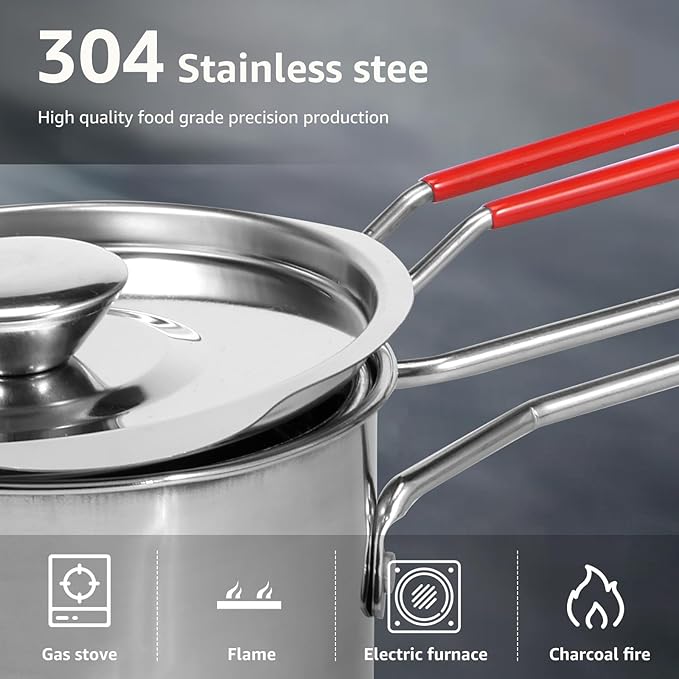Stainless Steel 1.2L Deep fryer Pot with Strainer and Handle
